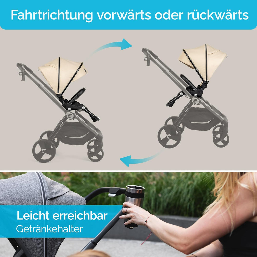 Isbjörn Kinderbuggy ab Geburt bis 22 kg, klappbar mit Liegefunktion, umsetzbare Sitzeinheit, grosse
