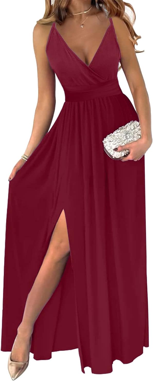 JENJON Damen Sommer Kleid Elegant Off Shoulder Kurzarm Ohne Arm V-Ausschnit Tunika Maxikleider Casua