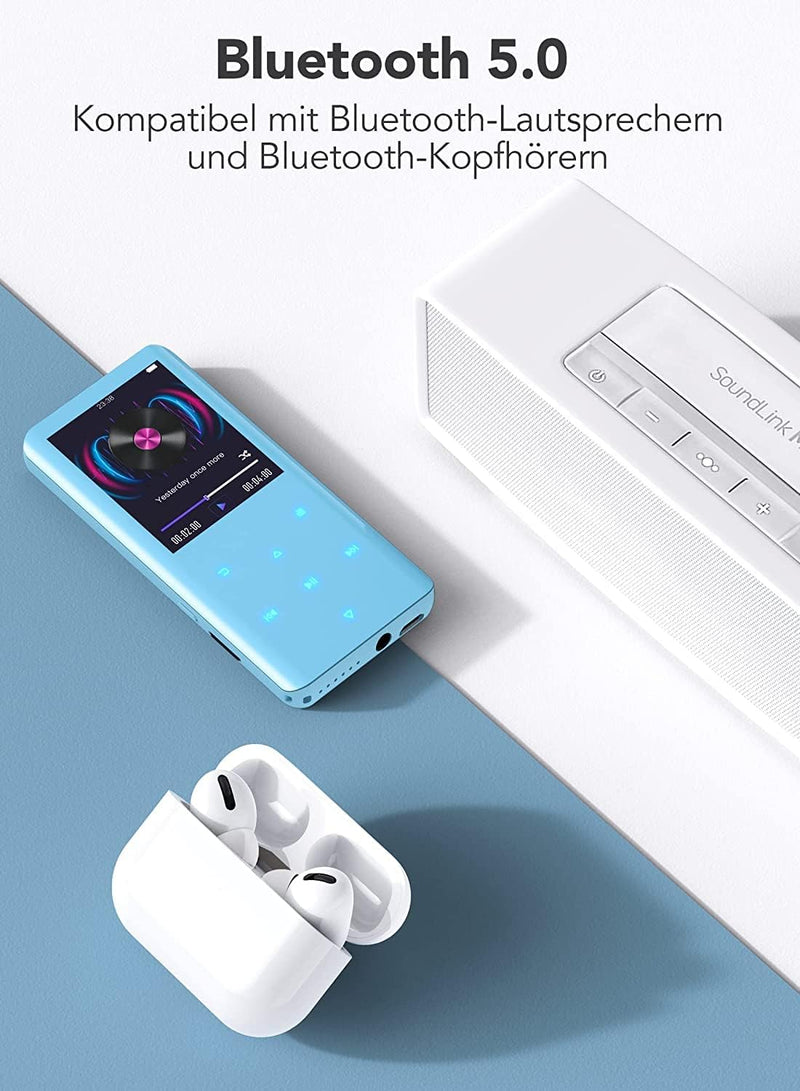 AGPTEK 32GB MP3 Player Bluetooth 5.0 mit 2,4 Zoll TFT Farbbildschirm, HiFi Musik Player mit Lautspre