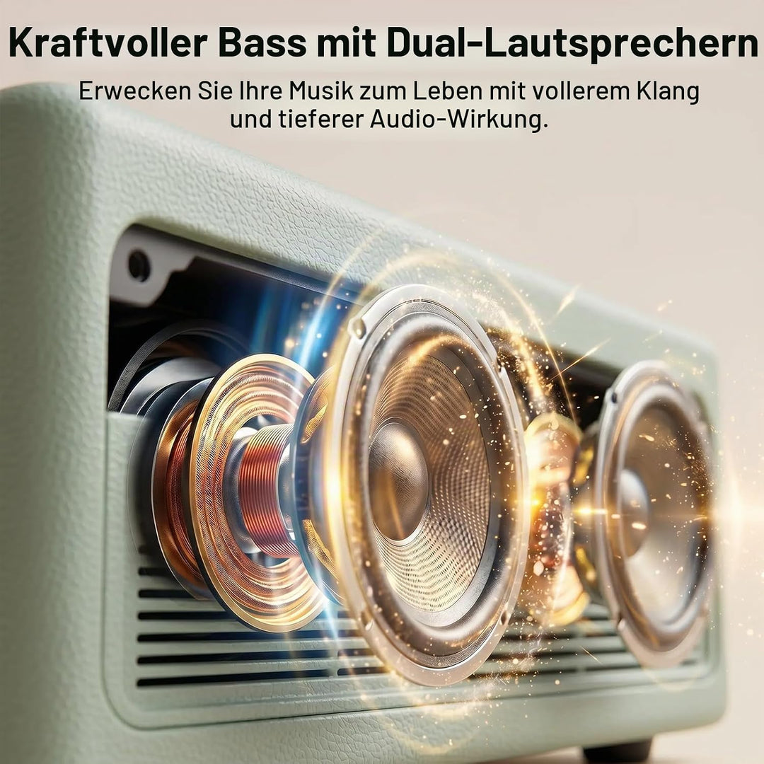 Gueray Tragbarer Bluetooth CD-Player mit Lautsprechern 3600mAh Wiederaufladbarer Vintage CD Spieler