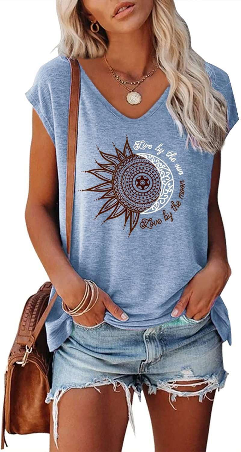 Teesho Tshirt Damen Oberteile Elegant Langarm/Kurzarm Crop Tops Casual Longshirt Cap hülse Tunika So