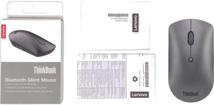 Lenovo ThinkBook Bluetooth Silent Mouse, 4Y50X88824, Eisengrau Single, Single