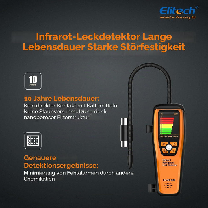 Elitech Infrarot Kältemittel Lecksucher ILD-200 Pro Max Hochpräzise 1g/Jahr Erkennung R134a/R1234yf