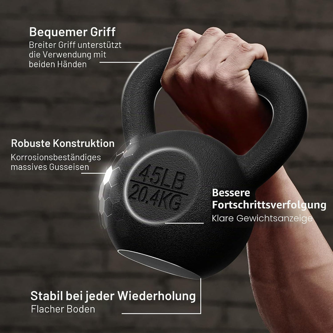 Yes4All 2-20kg Kettlebell aus Gusseisenmit Vinylbeschichtung und Gummifuss, Schwunghantel, Kugelgewi