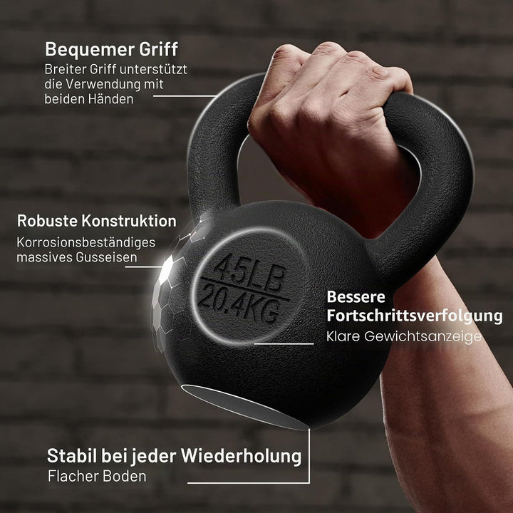 Yes4All 2-20kg Kettlebell aus Gusseisenmit Vinylbeschichtung und Gummifuss, Schwunghantel, Kugelgewi