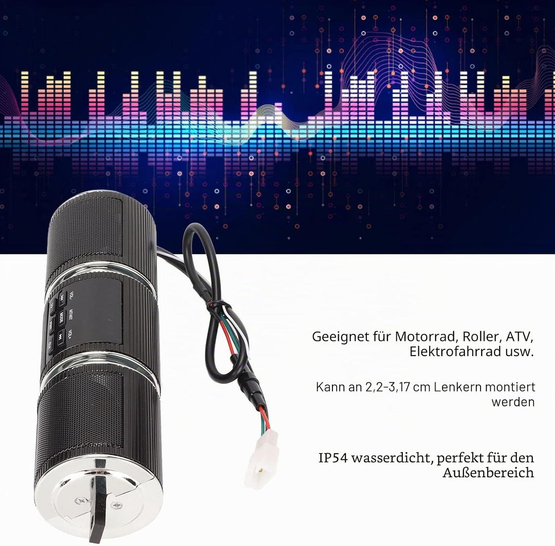 Motorrad-Audiosysteme, Motorrad-Bluetooth-Lautsprechersystem, Kabelloses IP54-wasserdichtes DC12V-Au