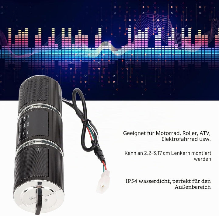 Motorrad-Audiosysteme, Motorrad-Bluetooth-Lautsprechersystem, Kabelloses IP54-wasserdichtes DC12V-Au