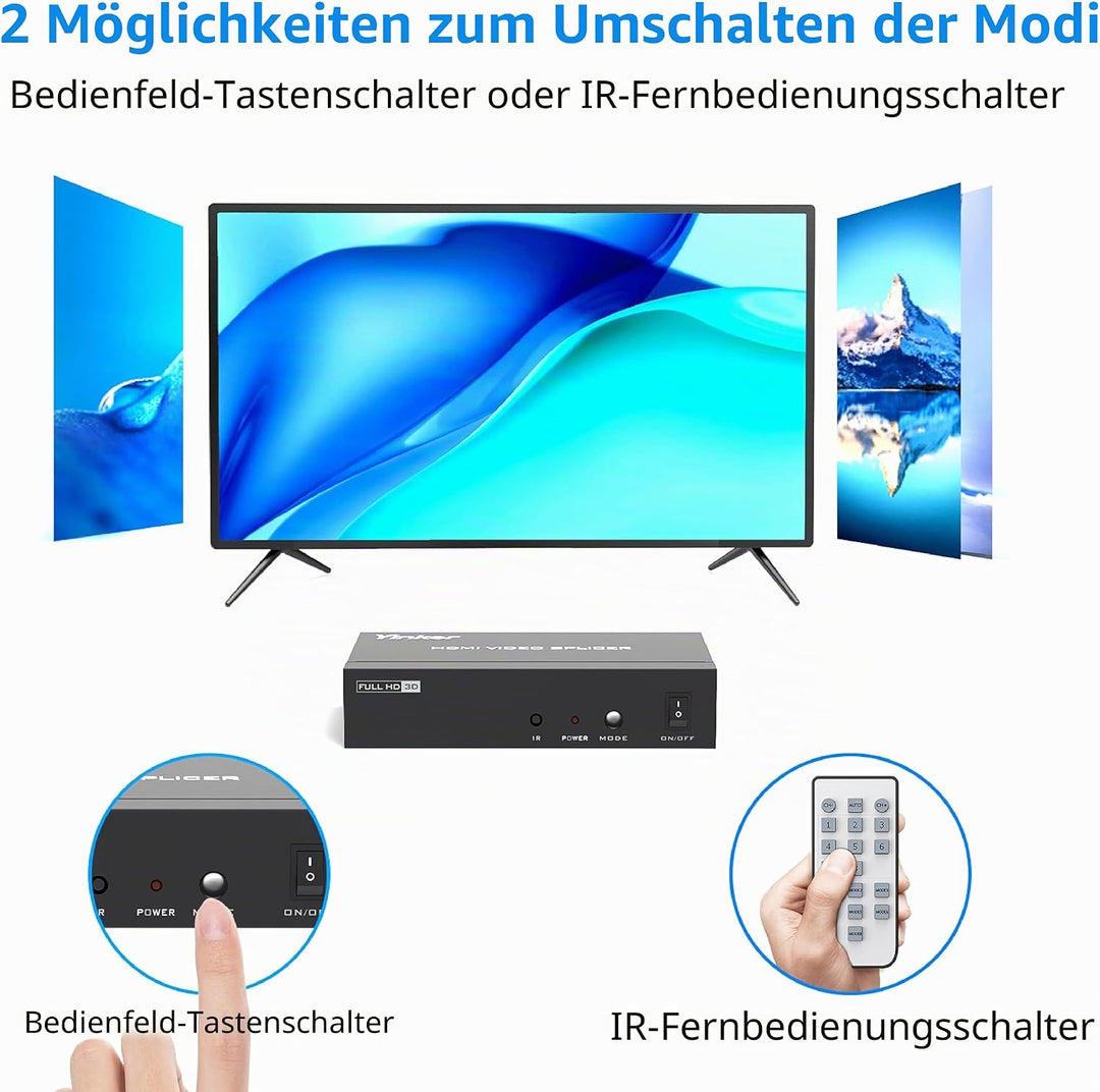Yinker HDMI Videowand Controller 2x2 HDMI Video Wall Processor für 4 TV Splicing Display Unterstützt