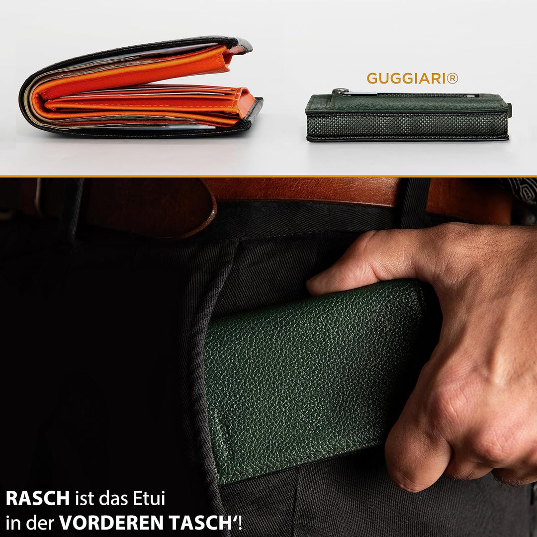 GUGGIARI® Kreditkartenetui - Kartenetui mit Münzfach/Kartenhalter mit Magnetverschluss - Aluminium R