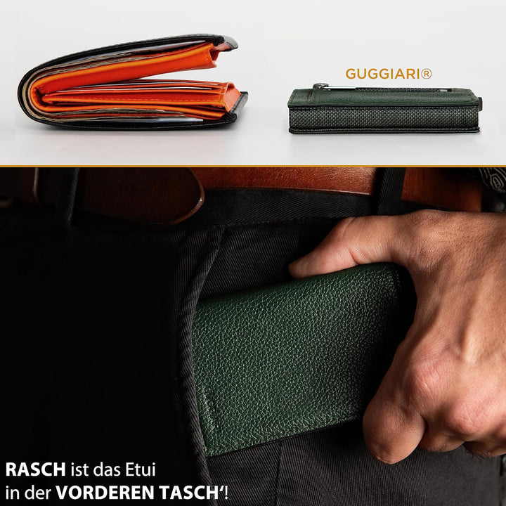 GUGGIARI® Kreditkartenetui - Kartenetui mit Münzfach/Kartenhalter mit Magnetverschluss - Aluminium R