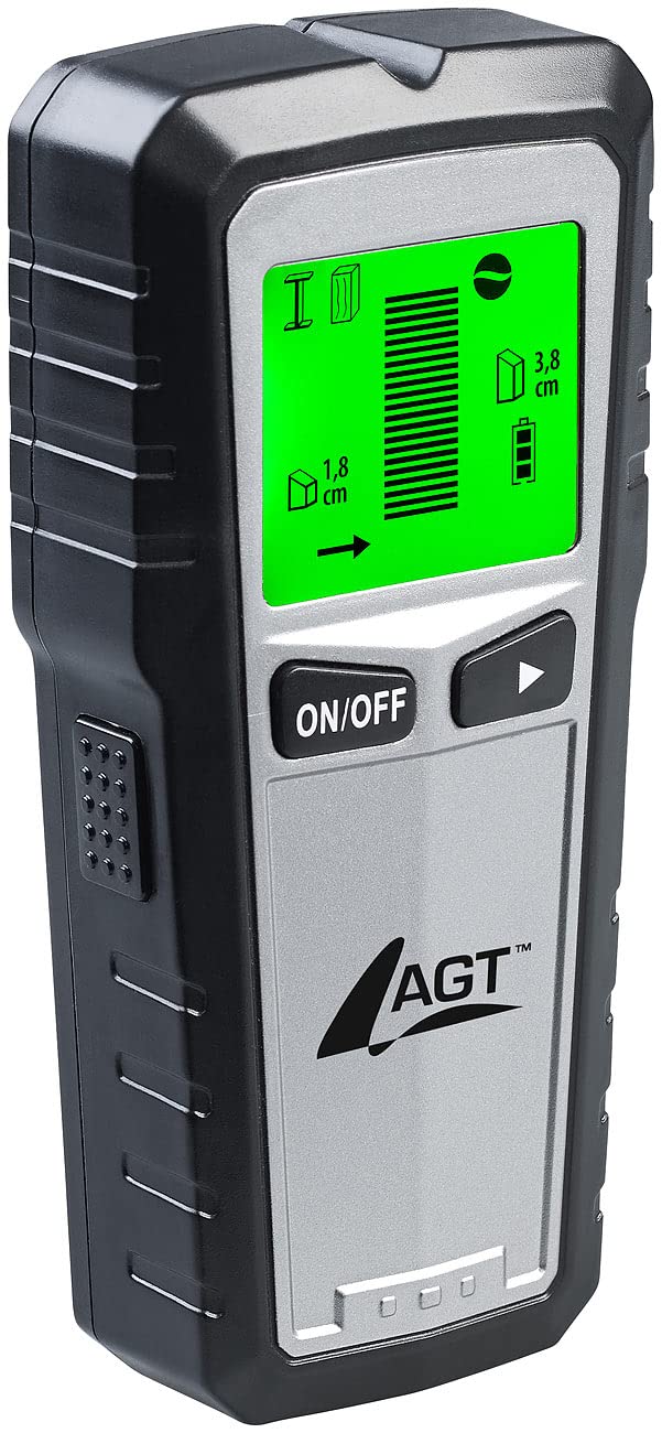 AGT Leitungsfinder: 5in1-Multi-Detektor mit LCD-Display für Metall, Stromleitungen & Holz (Kabelfind