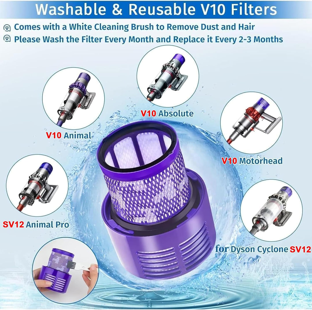 Rebirthcare 3 stück filters für dyson v10 sv12, für dyson v10 cyclone absolute animal, v10 motorhead