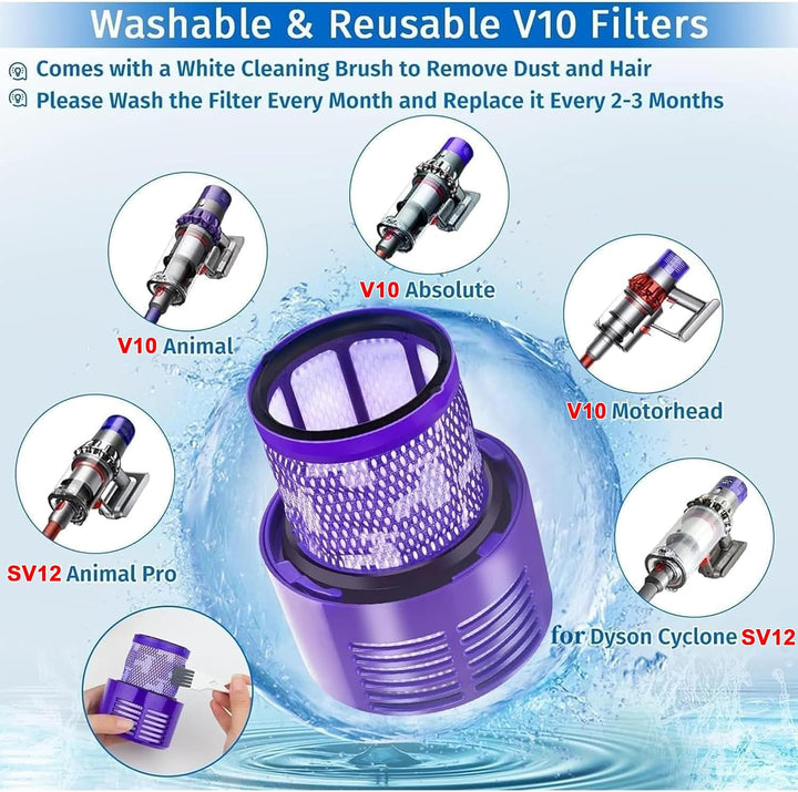 Rebirthcare 3 stück filters für dyson v10 sv12, für dyson v10 cyclone absolute animal, v10 motorhead