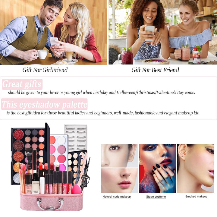 RoseFlower schminkset frauen, Professionelles Make-up-Set Teenager Mädchen Schminkkoffer Kosmetische