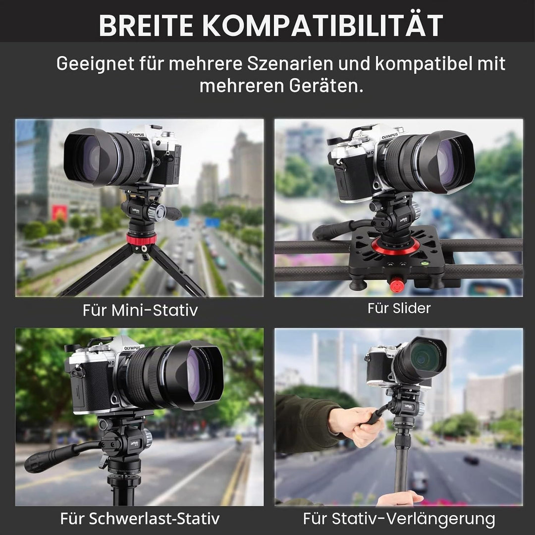 LEFTFOTO Mini-Stativ-Fluidkopf, Schwenkneigkopf mit Panorama-Kugelkopf und Arca Swiss Schnellwechsel