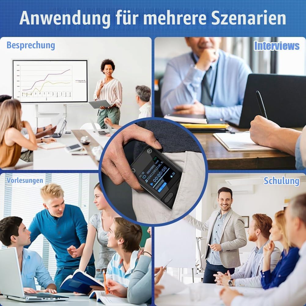 OFFCUP 64GB Diktiergerät, Digitales Diktiergerät mit Rauschunterdrückung, 1536kbps hohe Aufnahmegerä