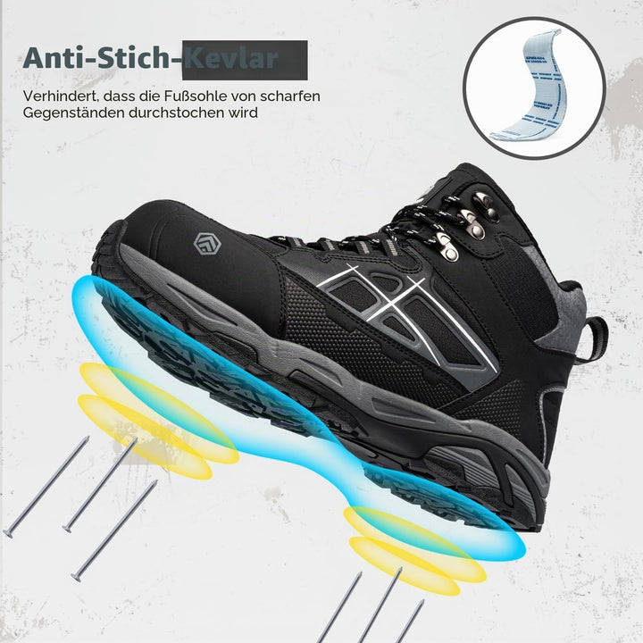 LARNMERN Arbeitsschuhe Herren Damen Sicherheitsschuhe SRC Rutschfest Antistatisch Stahlkappenschuhe