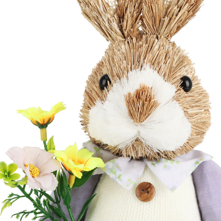 com-four® 2X XL Stroh Osterhase handgemacht - 44 cm Deko-Osterhase zur Osterdekoration - Strohfigure