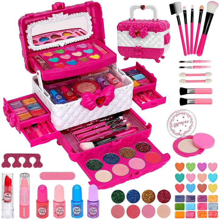 Kinderschminke Makeup Set Schminkkoffer Mädchen - Waschbar Schminke Kinder Make Up Set Mädchen Spiel
