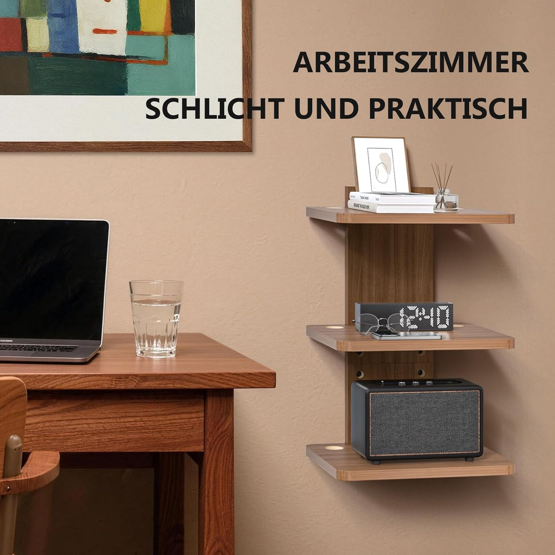 WALI Schwebendes TV-Regal, 3-stöckiges Projektorregal für DVD-Player, Router, Spielkonsolen, Kabelbo