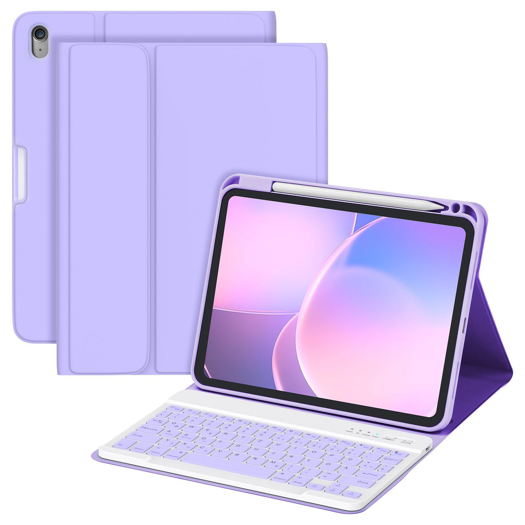 MMK Hülle mit Tastatur für iPad 10 Generation 2022(11/10.9 Zoll)/A16 11 Generation 2025, Abnehmbare