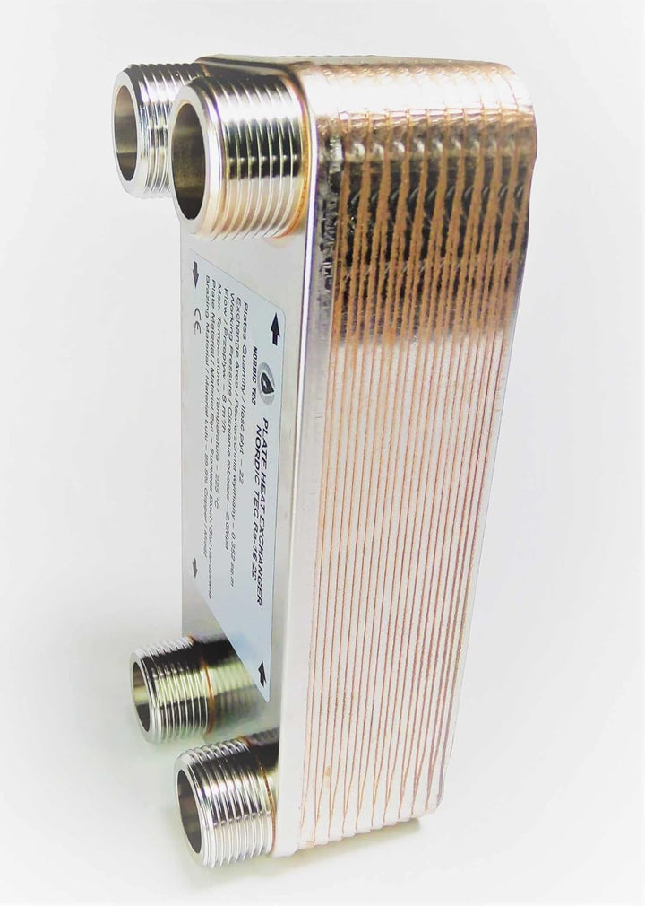 Edelstahl Plattenwärmetauscher Nordic Tec Ba-16-22 22 platten 100kW 1” mit Isolierung Wandbefestigun