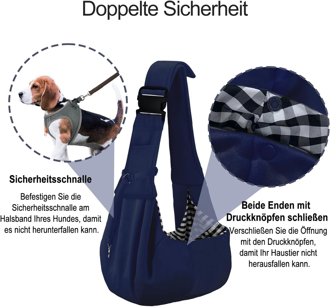 PetLoft Tragetuch Hund, Reversibel Kleine Hundetrage, Einstellbar Pet Tragetuch, Freisprecheinrichtu