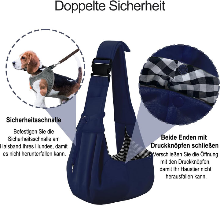 PetLoft Tragetuch Hund, Reversibel Kleine Hundetrage, Einstellbar Pet Tragetuch, Freisprecheinrichtu