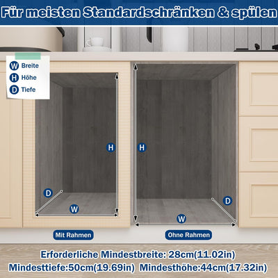 UISEBRT Mülleimer Küche Unterschrank Einbau Abfalleimer Ausziehbar Mülltrennsystem mit Rutsche Kunst