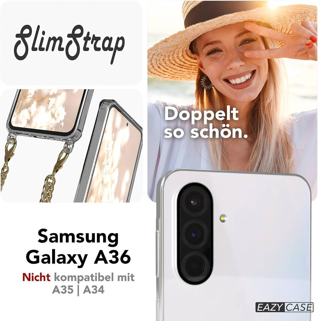 EAZY CASE Handykette kompatibel mit Galaxy A36 Handyhülle mit Metall Umhängeband und Ersatz Kordel s