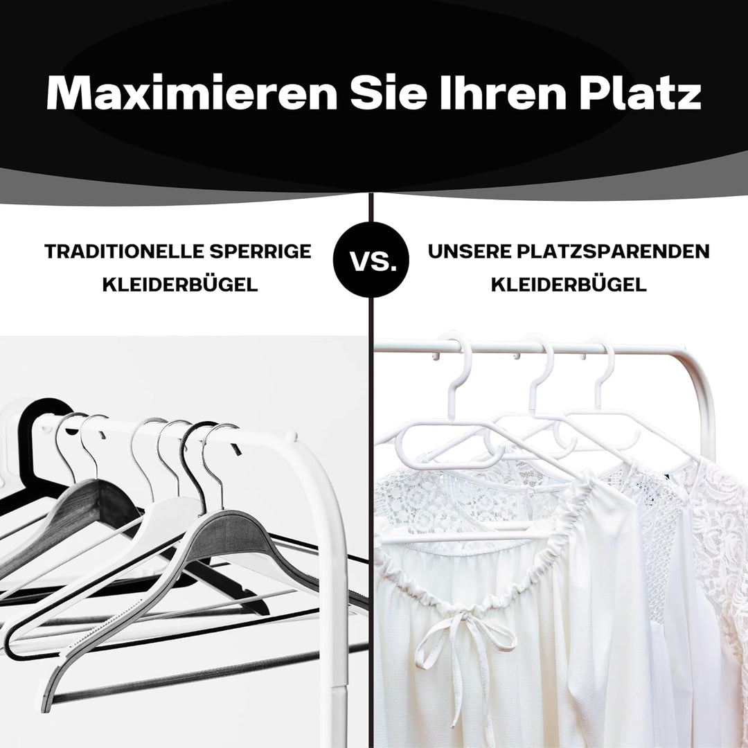 20er Set Kleiderbügel weiss Kunststoff – platzsparende Kleider Bügel mit drehbarem Haken, Anti-Rutsc