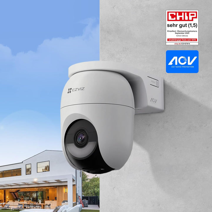 EZVIZ 4MP PTZ Überwachungskamera Aussen Akku, Kabellose WLAN-Aussenkamera, 360° Überwachung, Farbnac