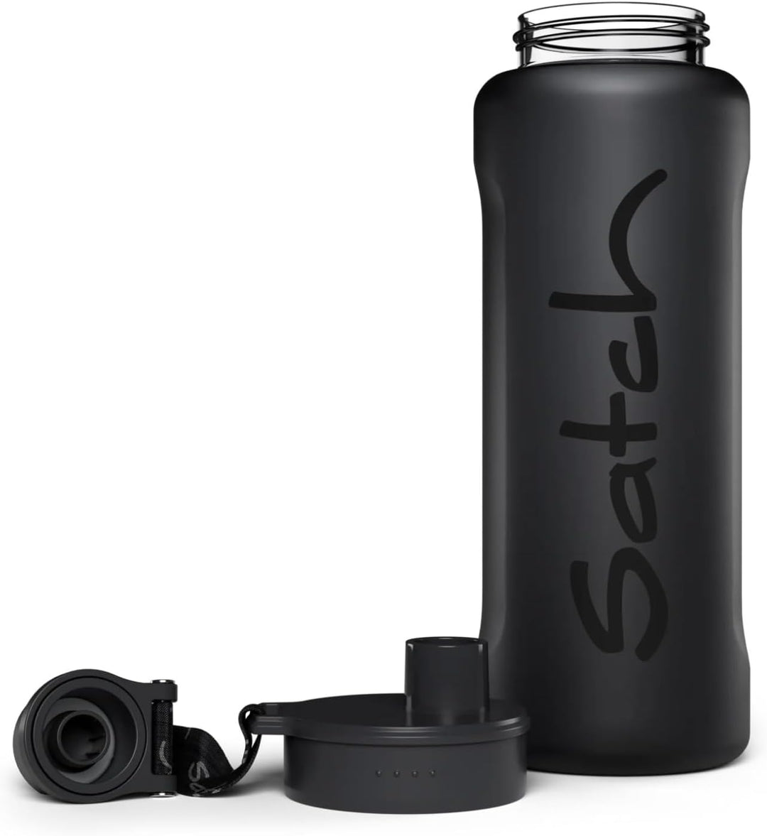 Satch XL Trinkflasche Schwarz | Auslaufsicher, spülmaschinengeeignet und widerstandsfähig mit 1000 m