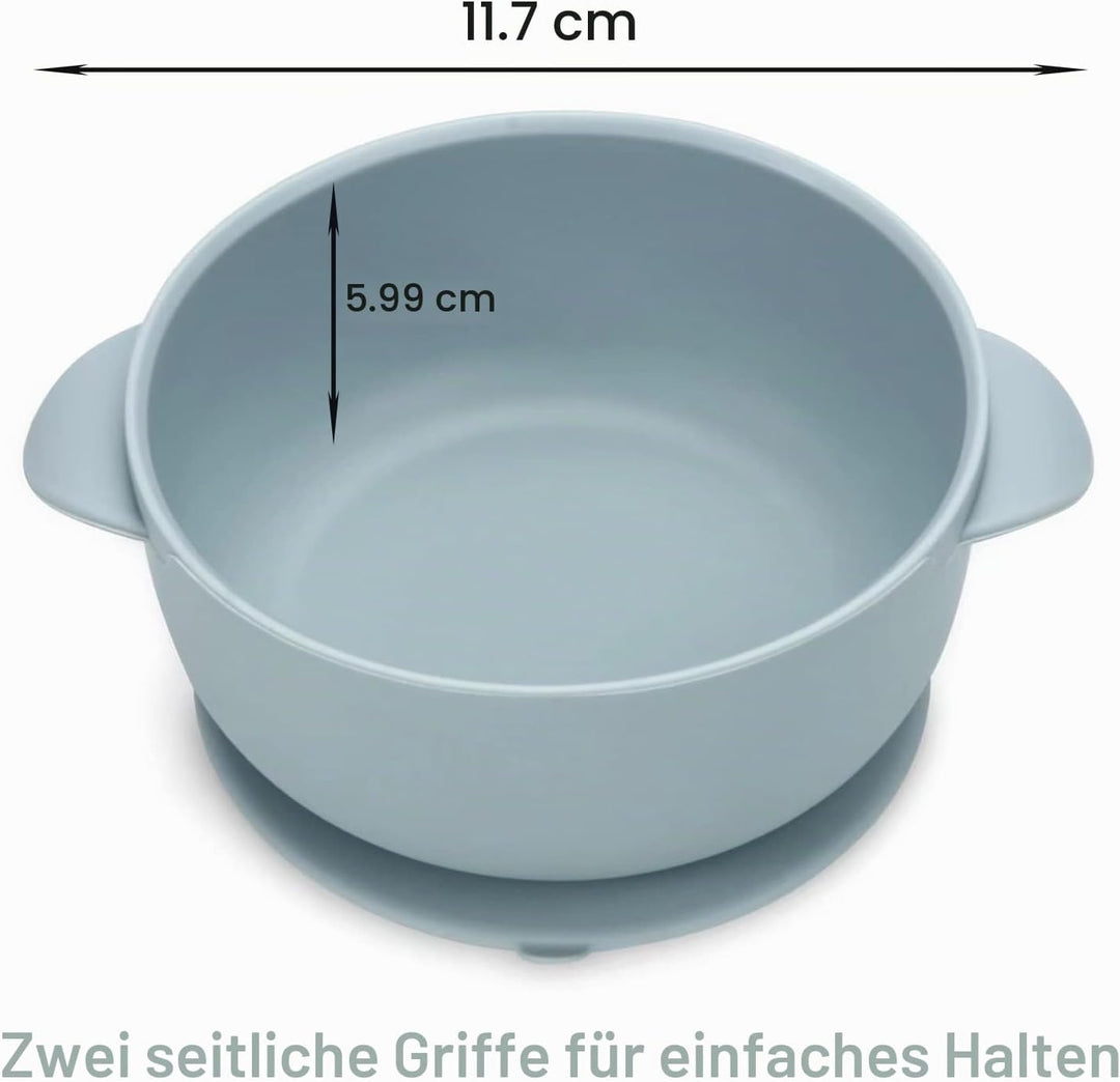 PandaEar Silikon Baby Geschirrset mit Saugnapf, 2 Unterteilt Kinderteller + 2 Saugnäpfe Baby Breisch
