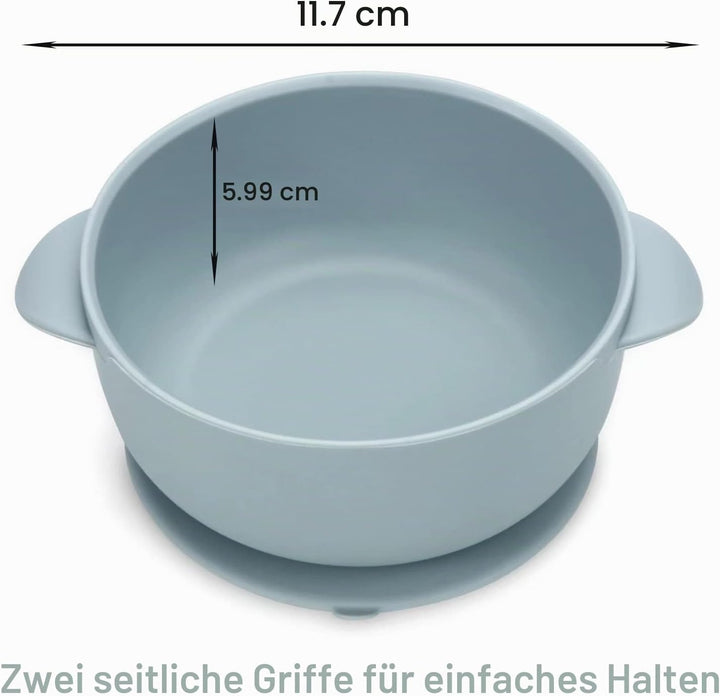 PandaEar Silikon Baby Geschirrset mit Saugnapf, 2 Unterteilt Kinderteller + 2 Saugnäpfe Baby Breisch