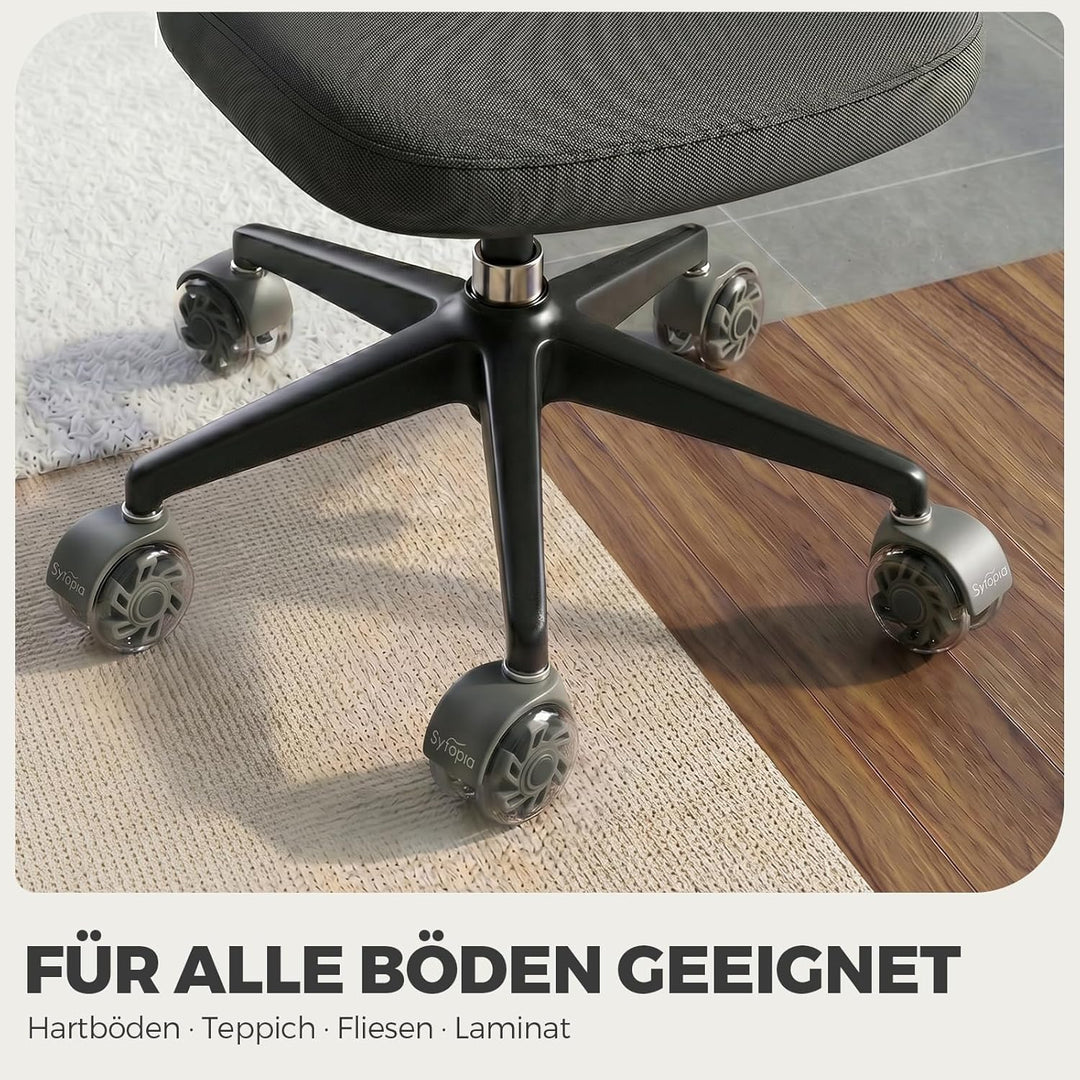 Sytopia Bürostuhl Rollen 70mm 5er Set, 11x22mm Rollen für Bürostühle, Hartboden, Parkett, Bodenschut