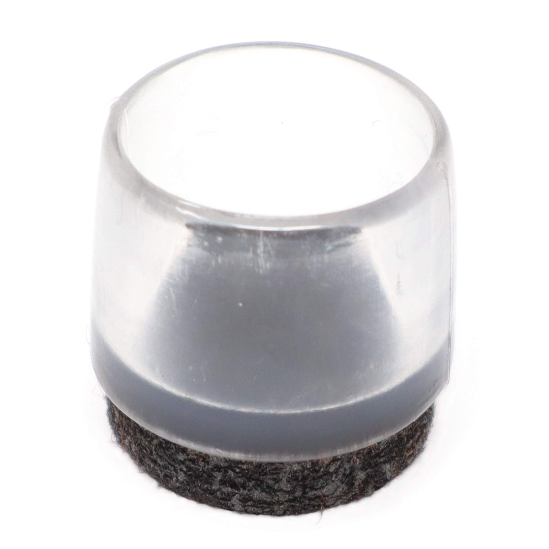 Adsamm® / 32 x Stuhlbeinkappen mit Filz / Transparent / Ø 17 - 18 mm / rund / Filz-Möbelgleiter für