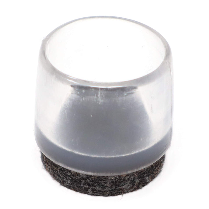 Adsamm® / 32 x Stuhlbeinkappen mit Filz / Transparent / Ø 17 - 18 mm / rund / Filz-Möbelgleiter für