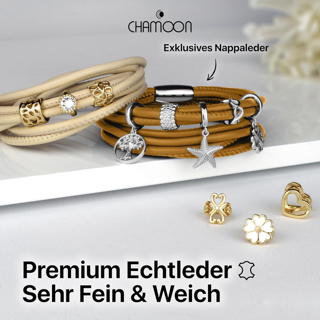 CHAMOON® Premium Lederarmband für Damen | Besonders fein &amp; weich | Praktischer Magnetverschluss aus