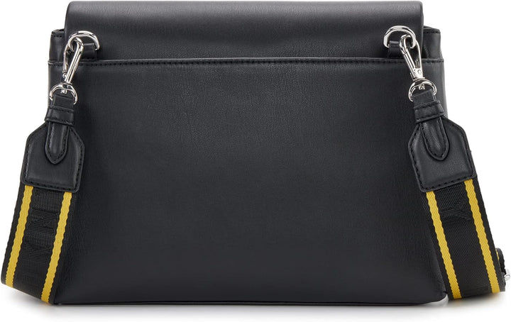 DKNY Damen Pandora Crossbody Umhängetasche Schwarz/Silber, Schwarz/Silber
