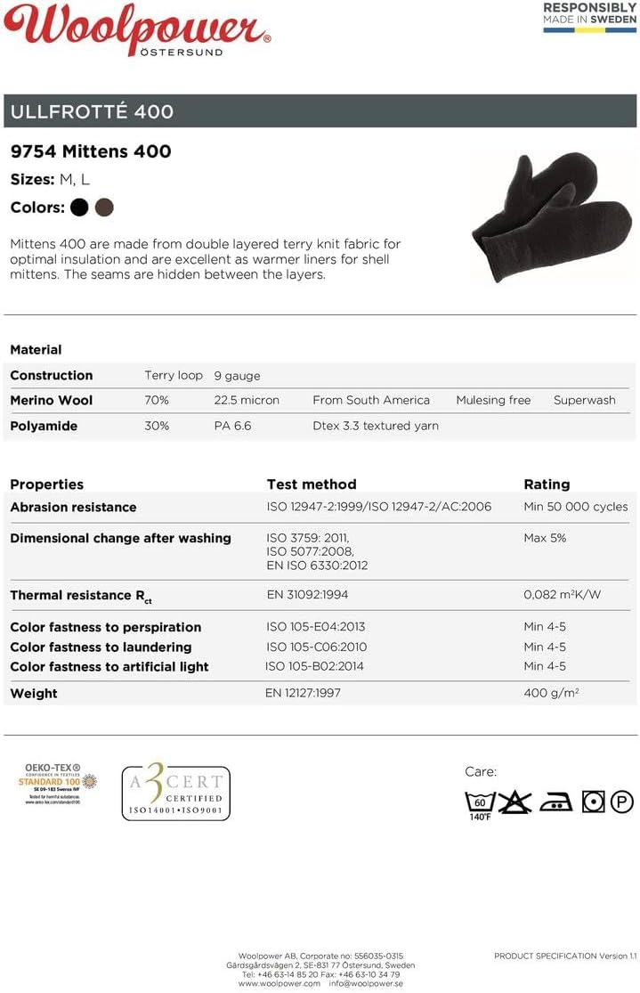 Woolpower 400 Mittens - Merino Fäustlinge/Handschuhe Grün M, Grün M