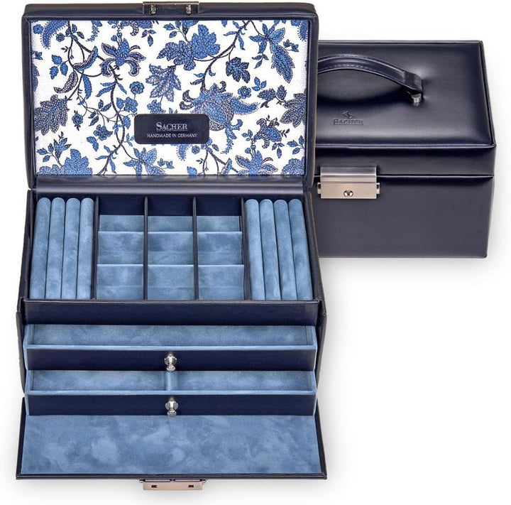 Schmuckkasten Elly florage/navy (Leder)
