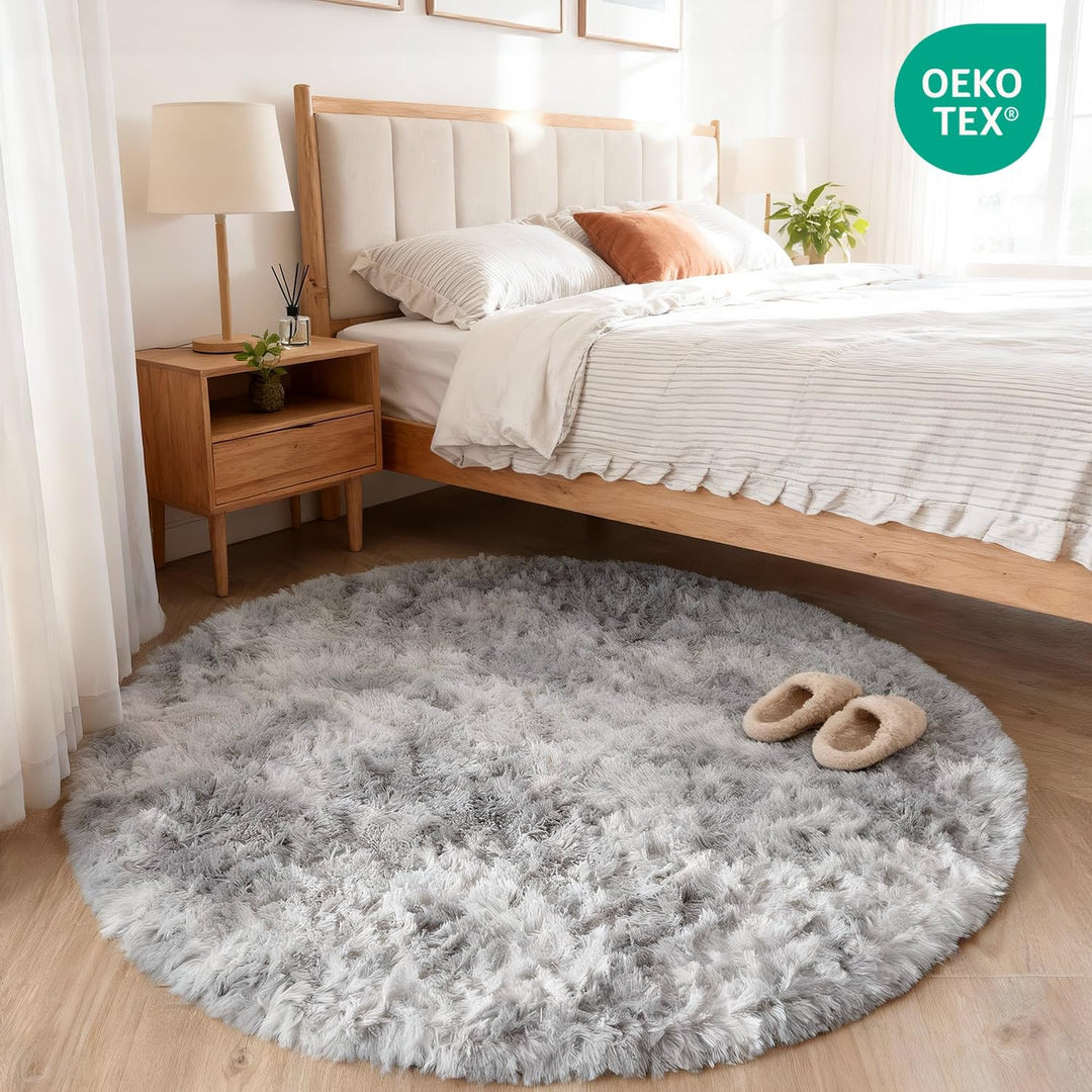 MARATIP Plüsch Teppich Rund,Flauschiger Teppich Rund, modernes Wohnzimmer, Kinder Mädchen,weicher un
