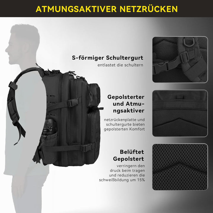Zavothy 35/45L Militär Rucksack Herren Damen, Taktischer Rucksack, Trekkingrucksacke Rucksäck Outdoo