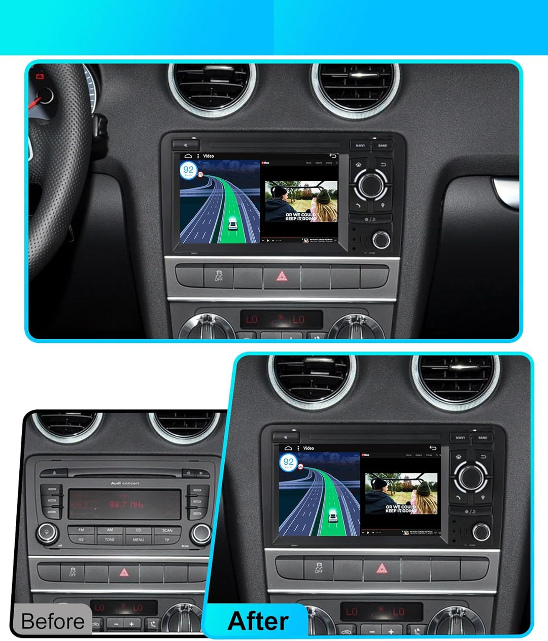 JOYX Android 10 Doppel Din Autoradio Passt für Audi A4 2003-2011 GPS Navigation | Rückfahrkamera Can