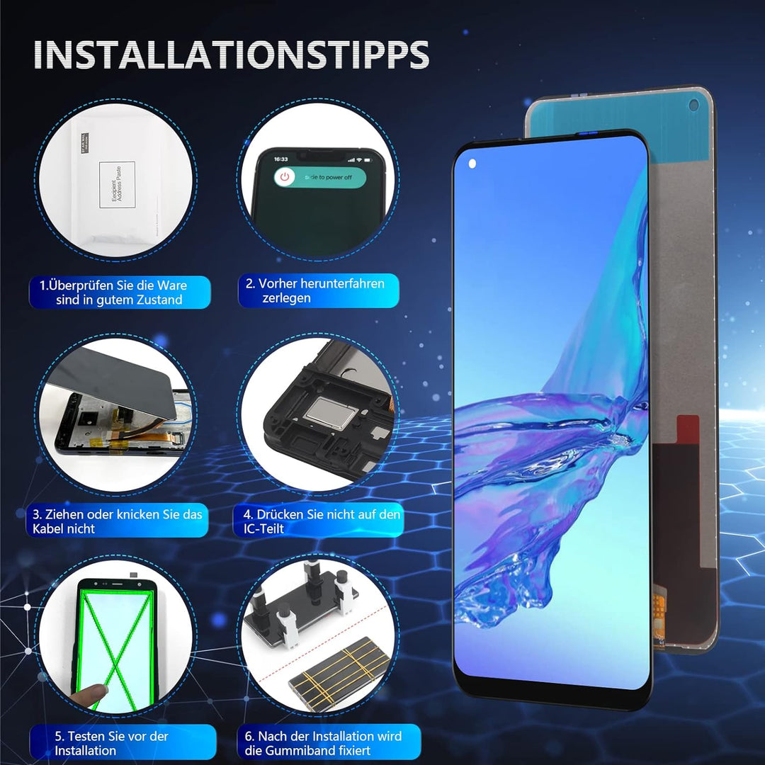 RongZy Kompatibel mit Oppo A53 / A32/A33 (2020)/A53S Ersatz Bildschirm LCD Display und Touchscreen-D