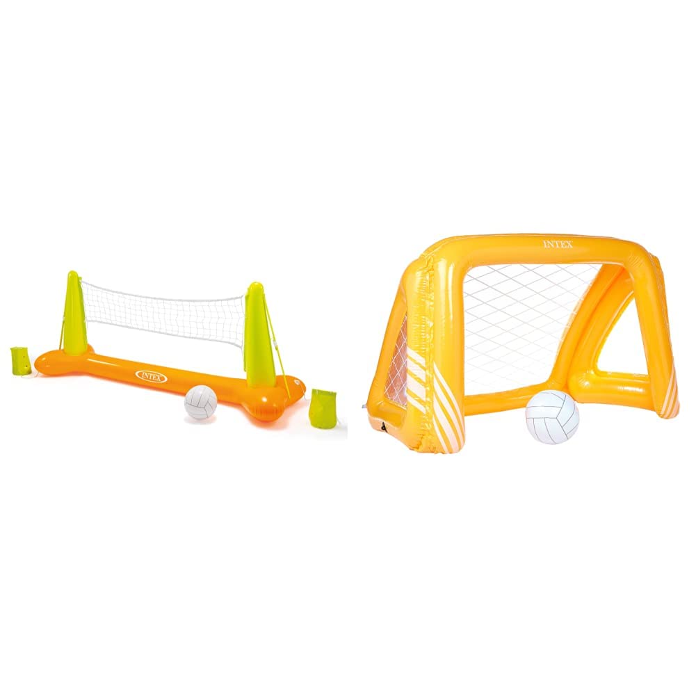 Intex Fun Goals Game - Aufblasbares Wasserballspiel - Wasserballnetz - 140 x 89 x 81 cm & Pool Volle