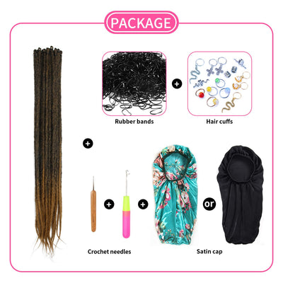Dsoar Dünne 0,6cm Lange Synthetische Dreadlock Verlängerungen Handgefertigtes 24 Zoll 20 Strang Häke