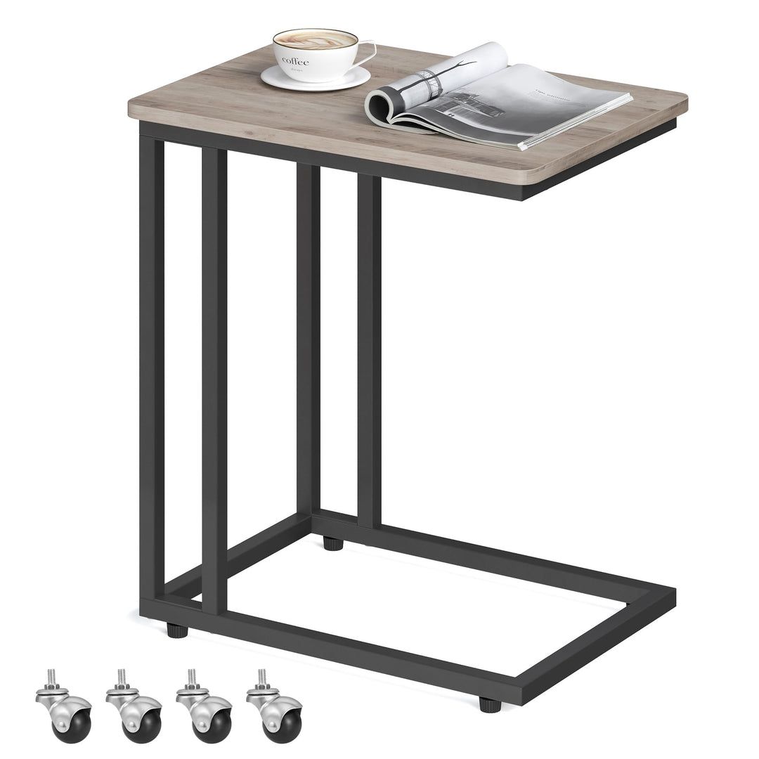 VASAGLE Beistelltisch, Sofatisch mit Rollen, C-Form, mobiler Kaffeetisch, 35 x 50 x 60 cm, Wohnzimme
