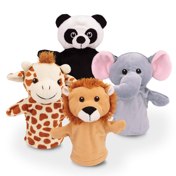 Grafix Tier Handpuppen für Kinder | Ihr eigenes Puppentheater in einer Box! | Set mit 4 handspielpup
